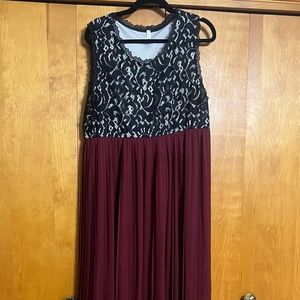 Burgundy Maxi Dress with Lace Detail